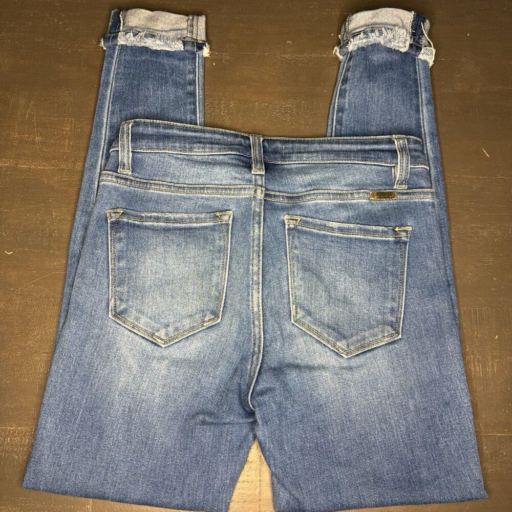 KanCan Women's Skinny Jeans Distressed Blue Denim - Picture 3 of 4